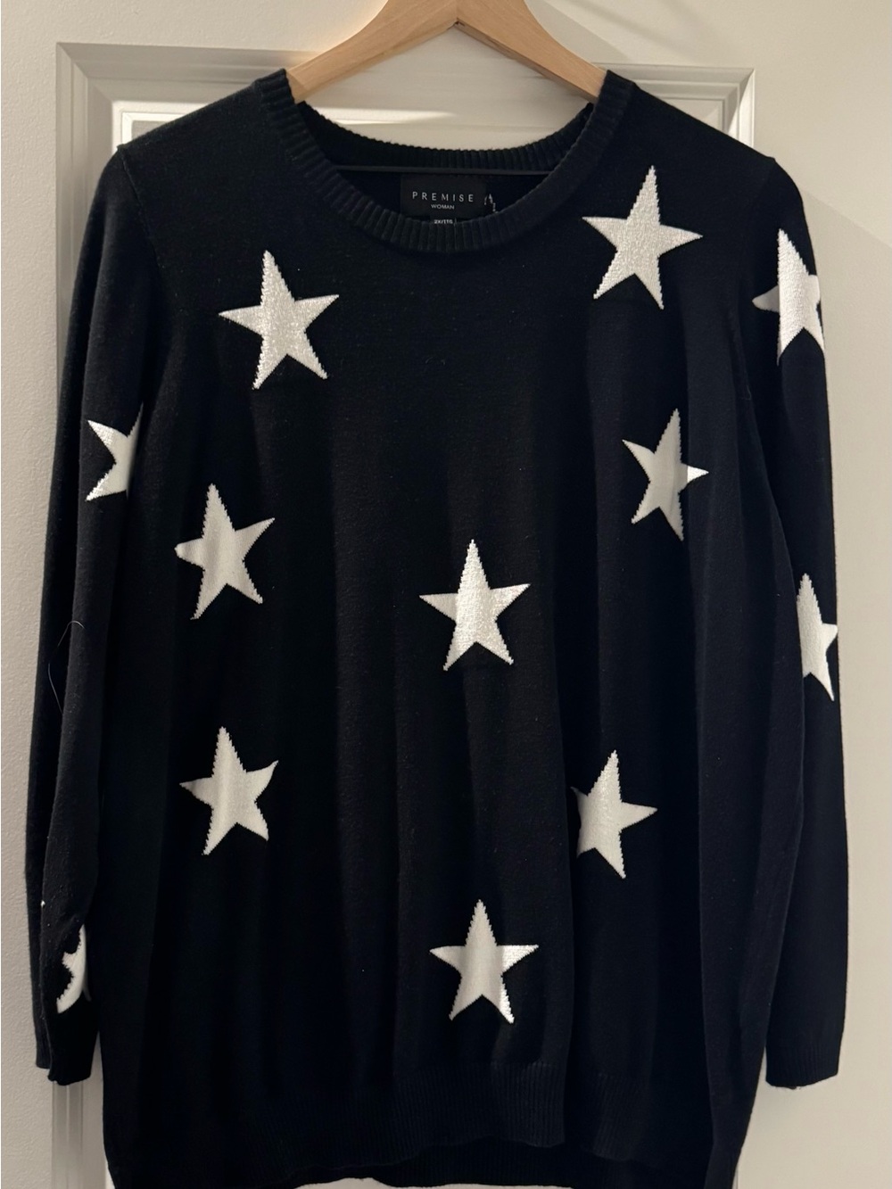 Premise Black Ribbed Knit Top for Woman